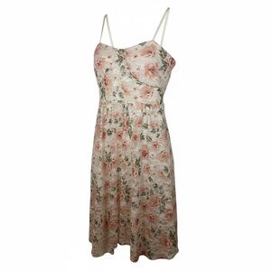 No Boundaries Floral Midi Dress with Cream and Pink Hues